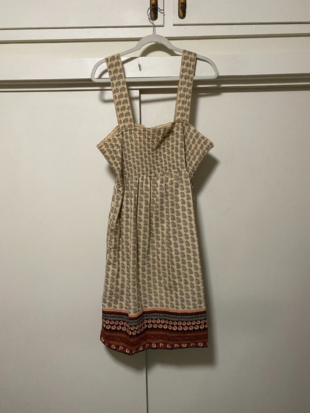 Wide strap, tan & brown, sundress w/scalloped top, size XL- 1X - Picture 7 of 8